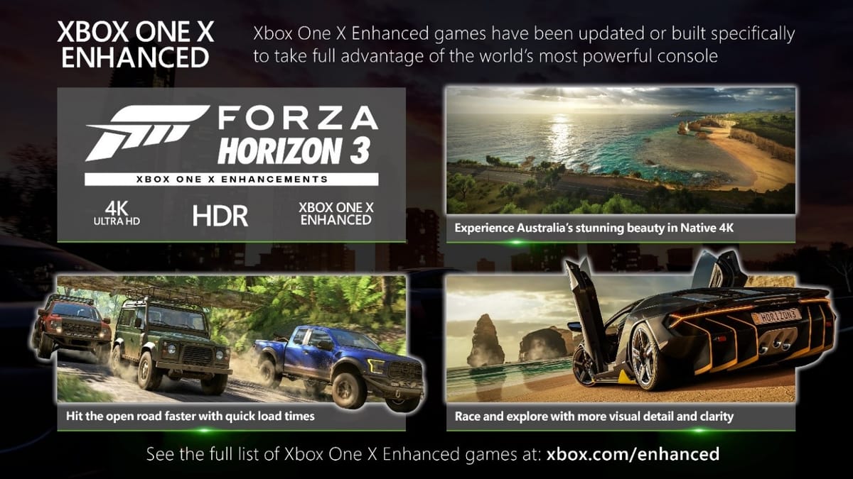 Forza Horizon 3 - Visuelle Verbesserungen und zukünftig in echtem 4K auf Xbox One X